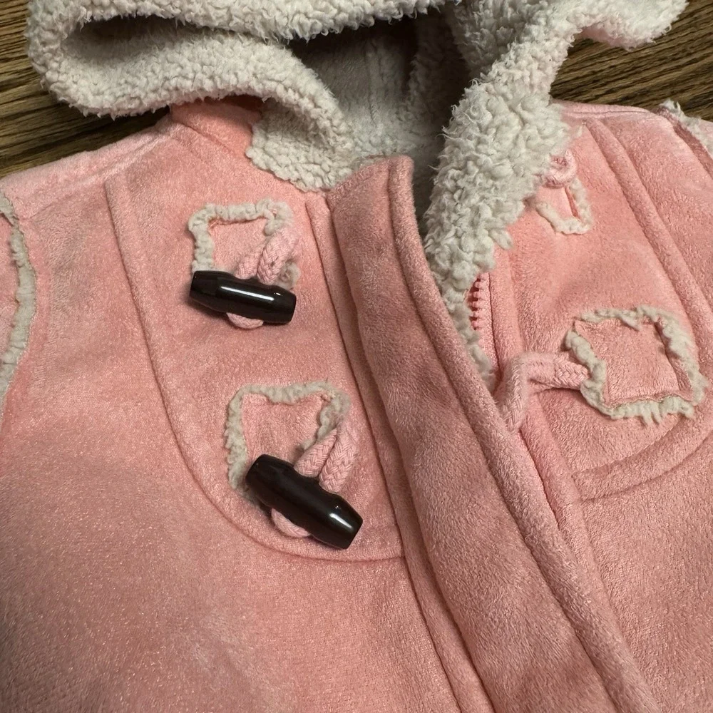 Old Navy Pink Faux Suede Sherpa Lined‎ Toggle Coat Jacket 18-24 Months Excellent